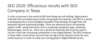 seo 2020 efficacious results with seo company in texas