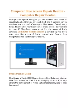 computer blue screen repair denton computer