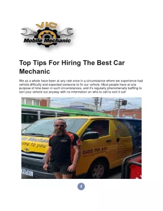 top tips for hiring the best car mechanic