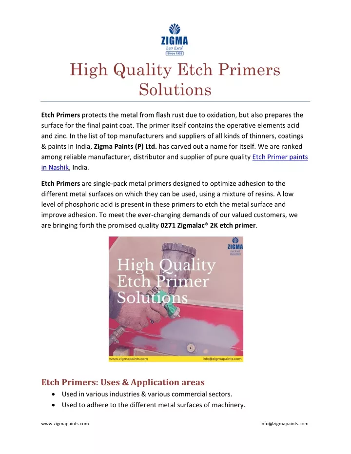 high quality etch primers solutions
