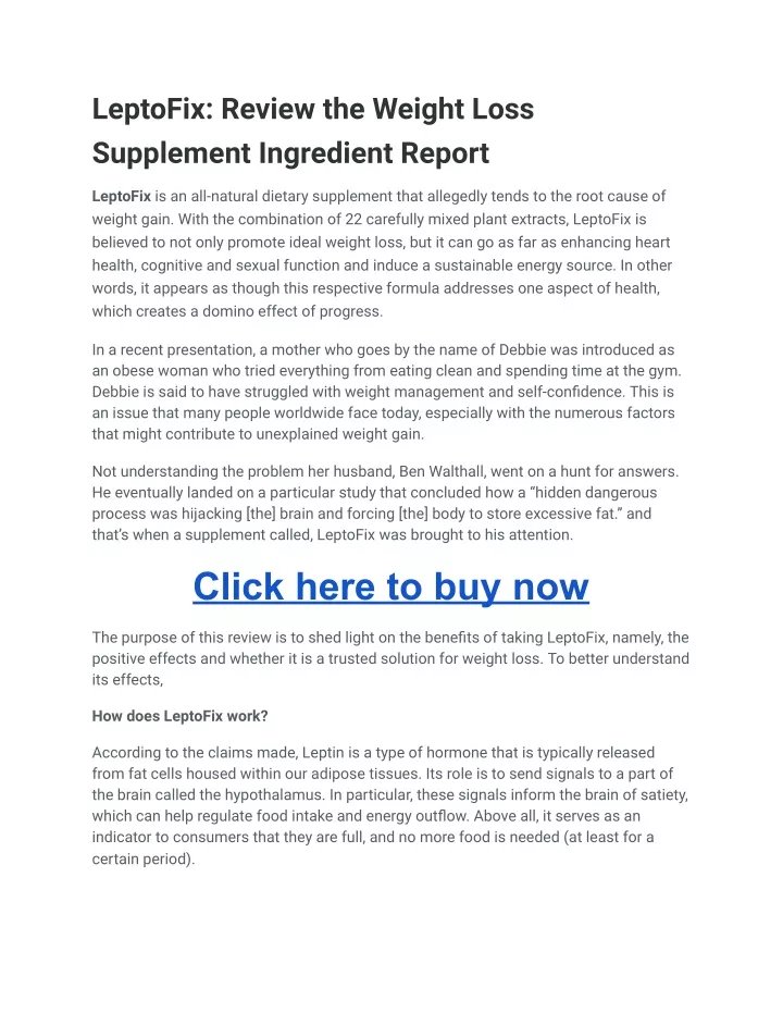leptofix review the weight loss supplement