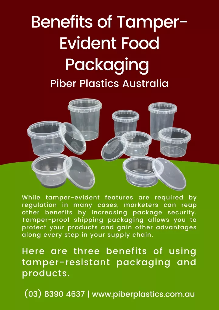 benefits of tamper evident food packaging piber