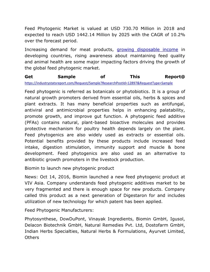 feed phytogenic market is valued