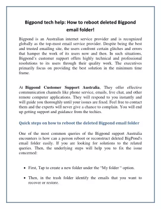 bigpond tech help how to reboot deleted bigpond