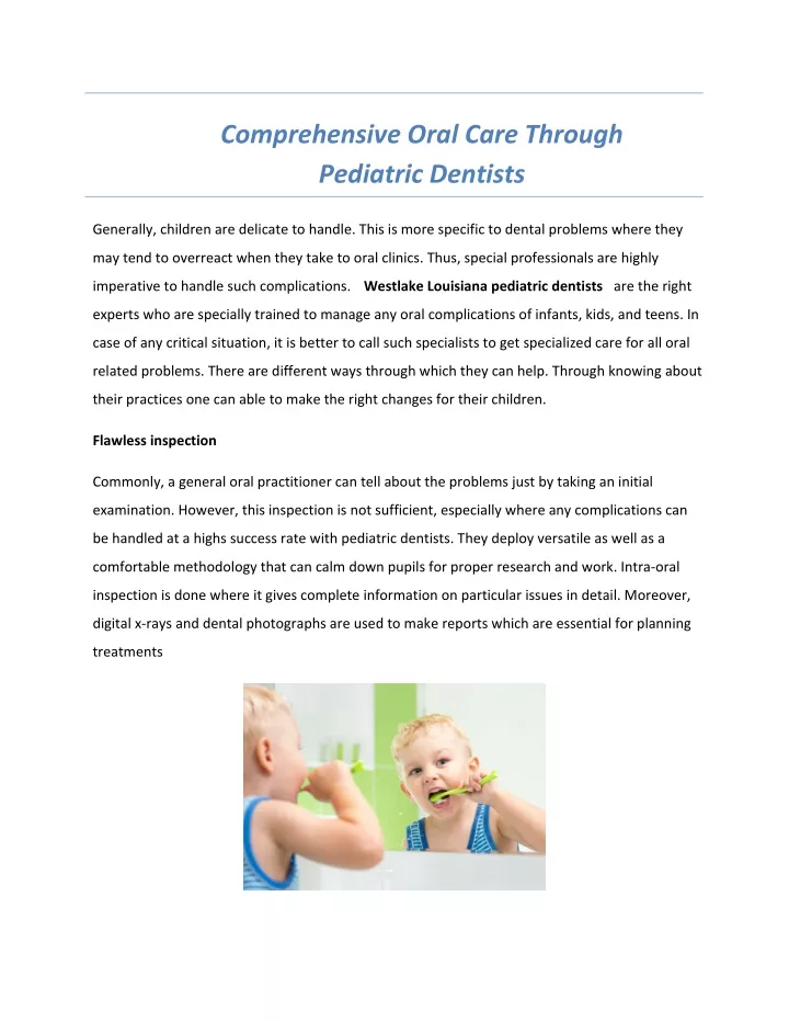 comprehensive oral care through pediatric dentists