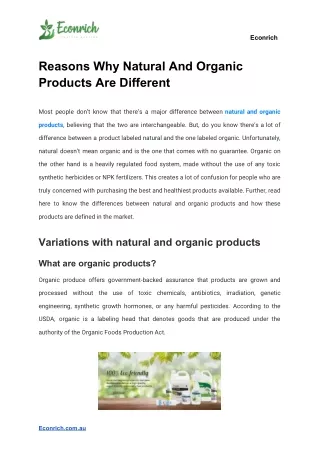 Reasons Why Natural And Organic Products Are Different