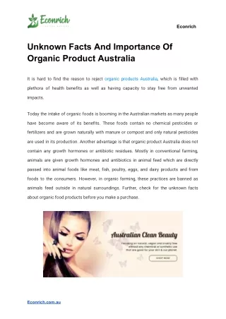 Unknown Facts And Importance Of Organic Product Australia