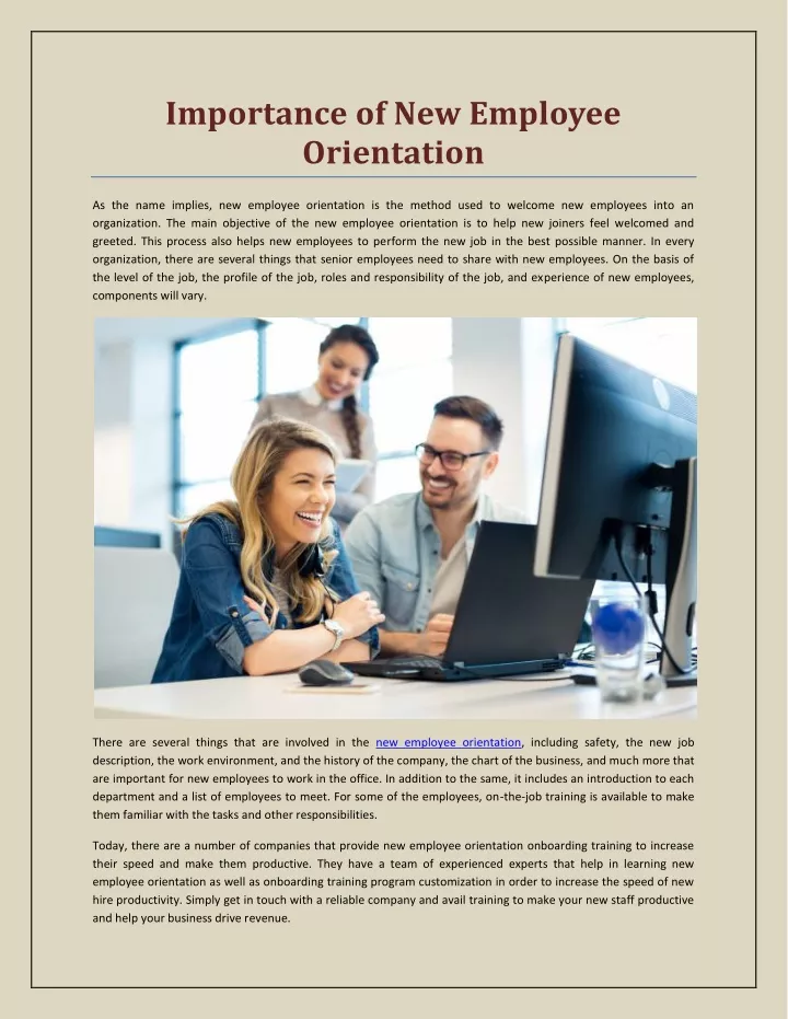 importance of new employee orientation