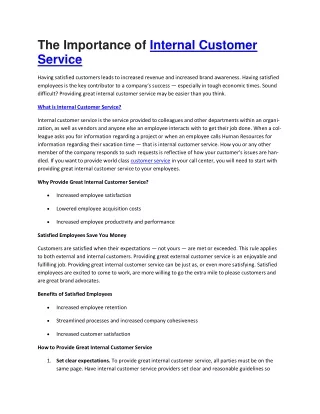 the importance of internal customer service