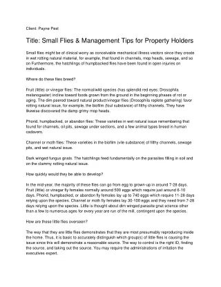 client payne pest title small flies management