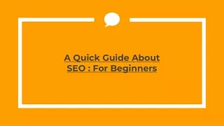A Quick Guide About SEO : For Beginners