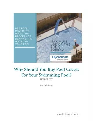 Why Should You Buy Pool Covers For Your Swimming Pool?