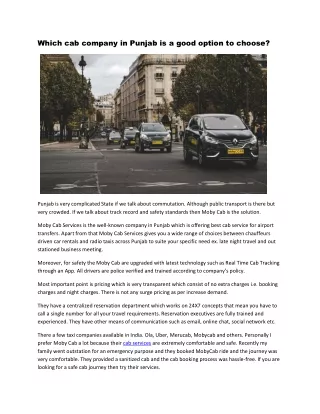 which cab company in punjab is a good option