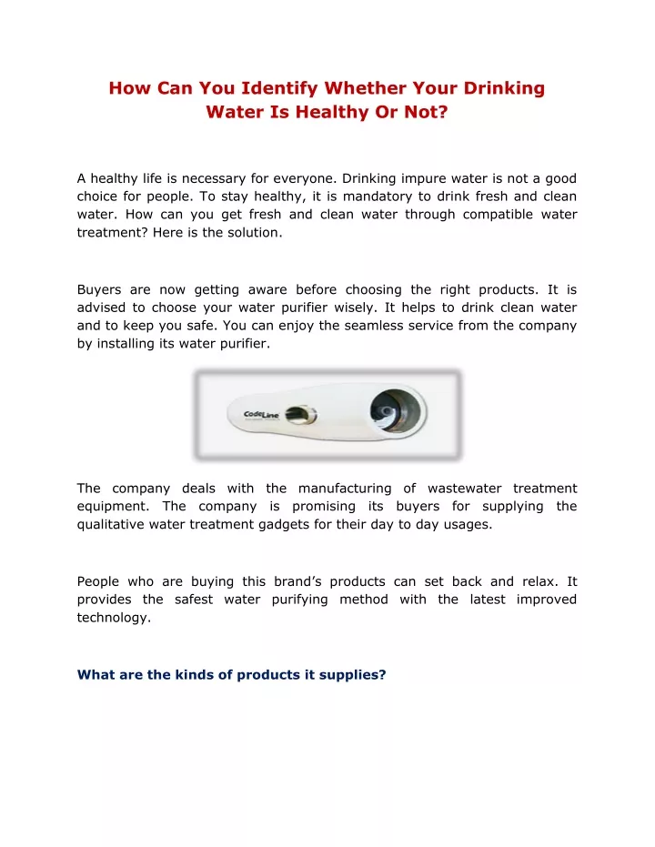 how can you identify whether your drinking water