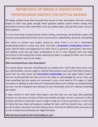 importance of hiring a dissertation proofreading