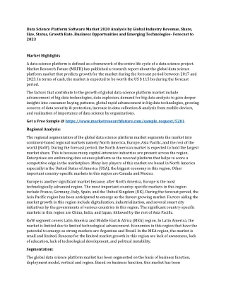 data science platform software market 2020