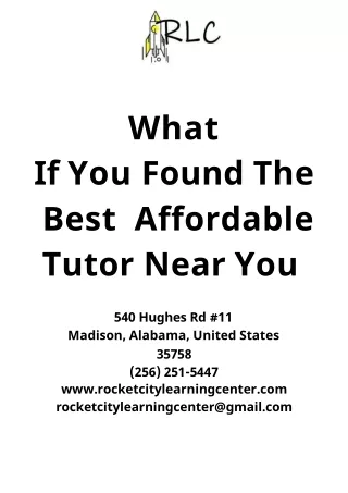 What If You Found The Best Affordable Tutor Near You