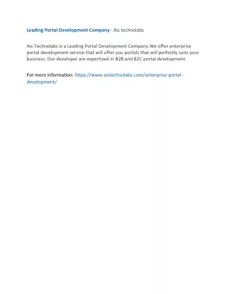 leading portal development company ais technolabs