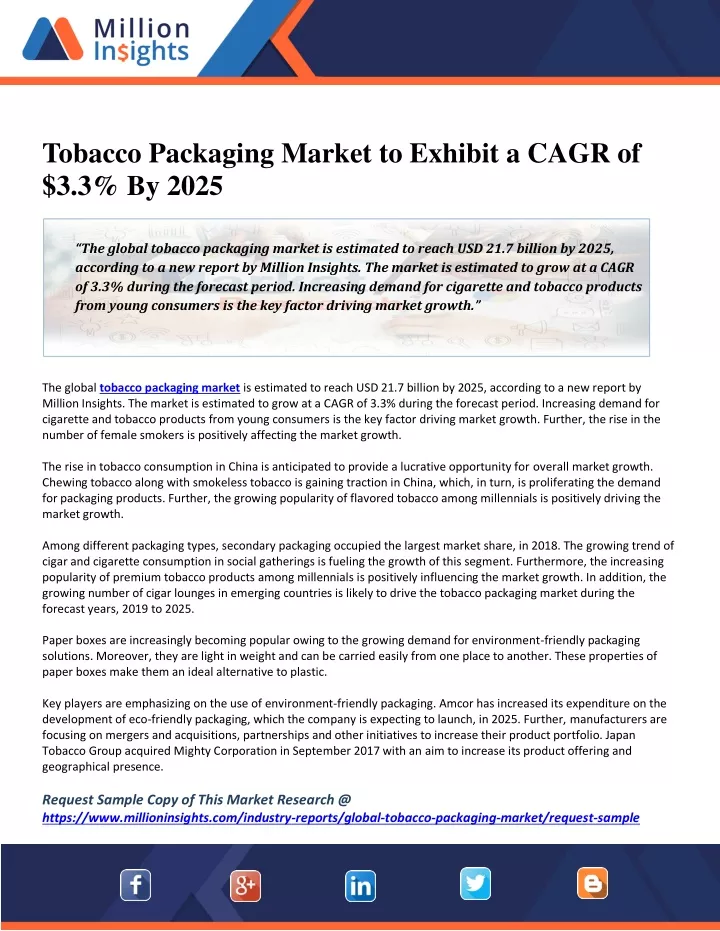 tobacco packaging market to exhibit a cagr