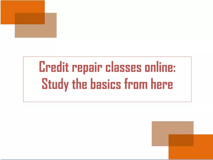 credit repair classes online study the basics