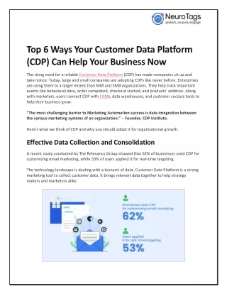 Top 6 Ways Your Customer Data Platform (CDP) Can Help Your Business Now