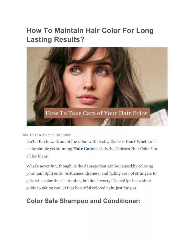 how to maintain hair color for long lasting