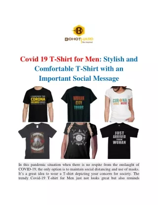 Covid 19 T-Shirt for Men: Stylish and Comfortable T-Shirt with an Important Social Message