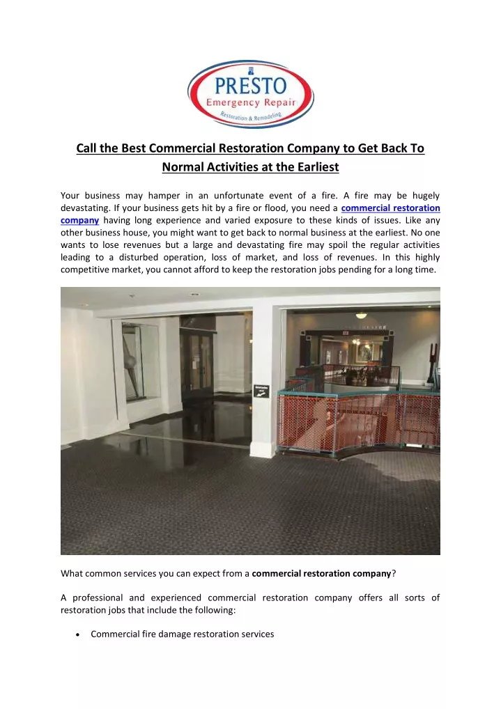 call the best commercial restoration company