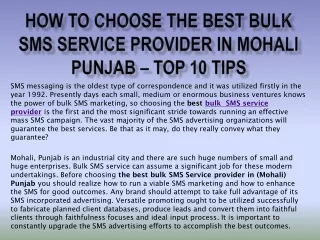 CHOOSING THE BEST BULK SMS SERVICE PROVIDER IN MOHALI PUNJAB