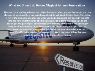 What You Should do Before Allegiant Airlines Reservations
