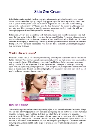 Skin Zen cream: Reviews Wrinkles, Price Benefits and Buy!