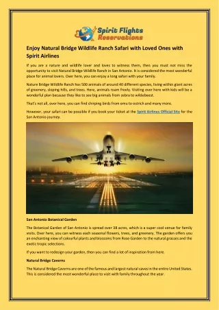 Enjoy Natural Bridge Wildlife Ranch Safari with Loved Ones with Spirit Airlines