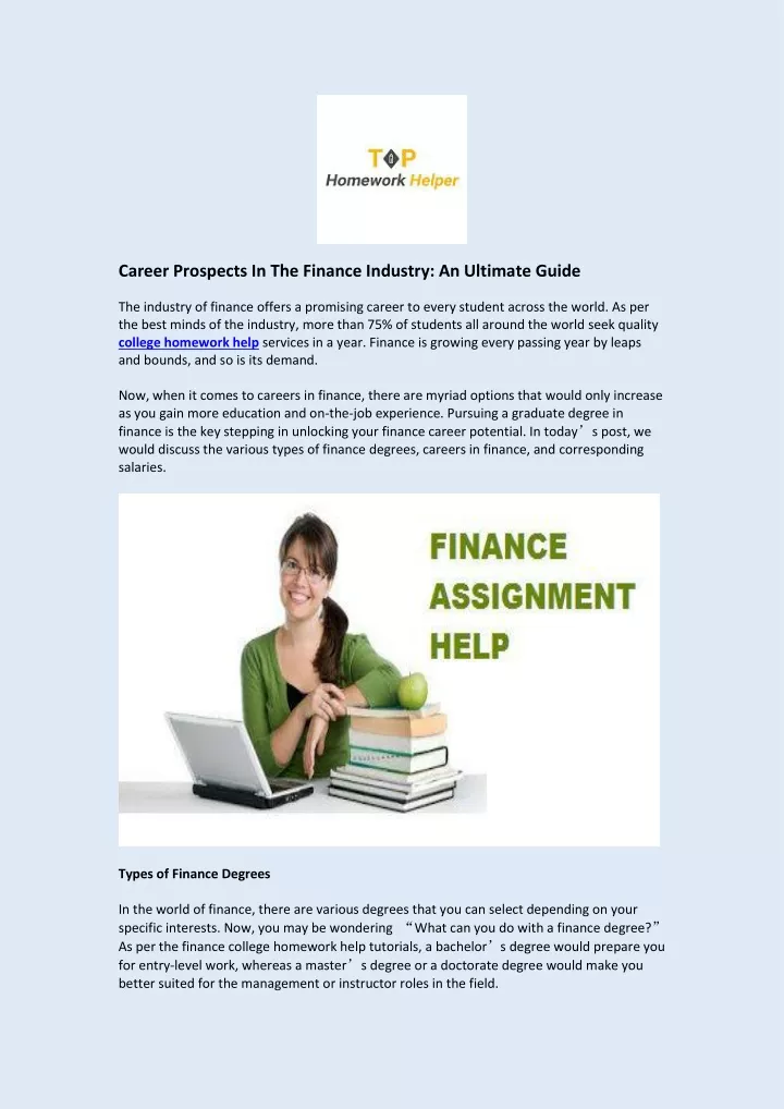career prospects in the finance industry