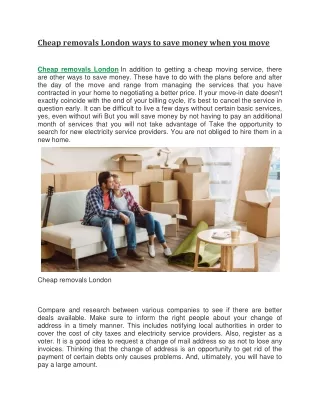 cheap removals london ways to save money when