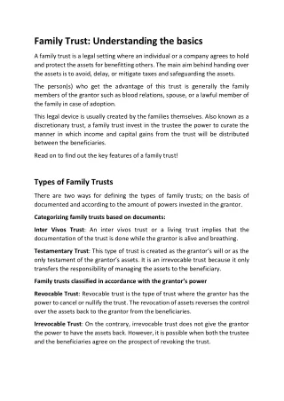 family trust understanding the basics