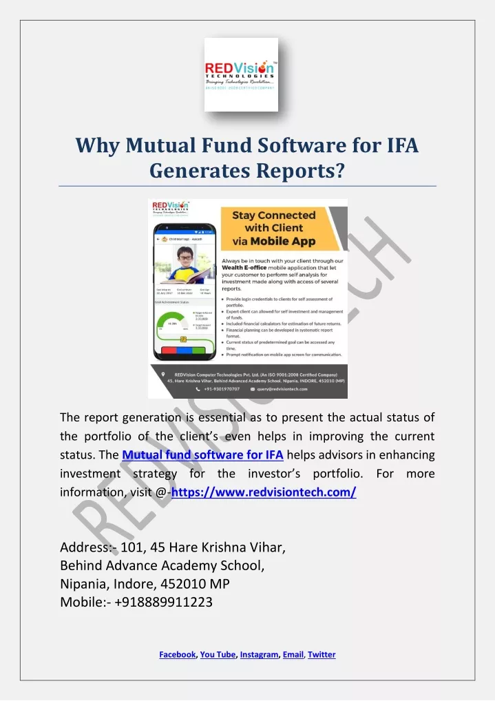 why mutual fund software for ifa generates reports