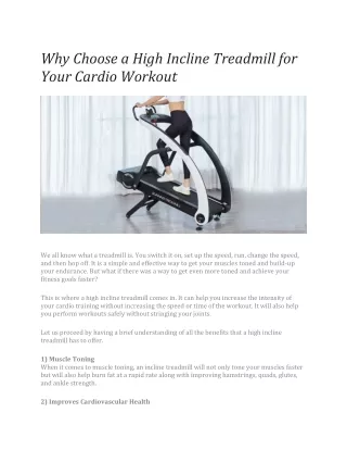 Why Choose a High Incline Treadmill for Your Cardio Workout