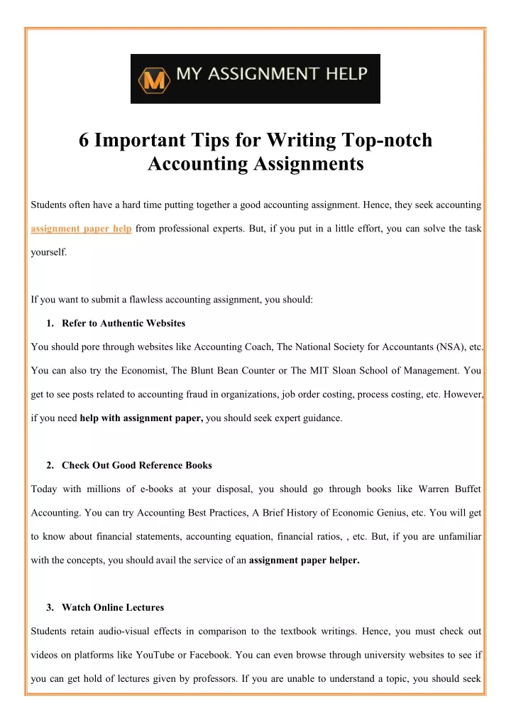 6 important tips for writing top notch accounting