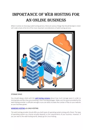 importance of web hosting for an online business