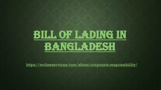 bill of lading in bangladesh