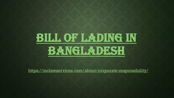 bill of lading in bangladesh