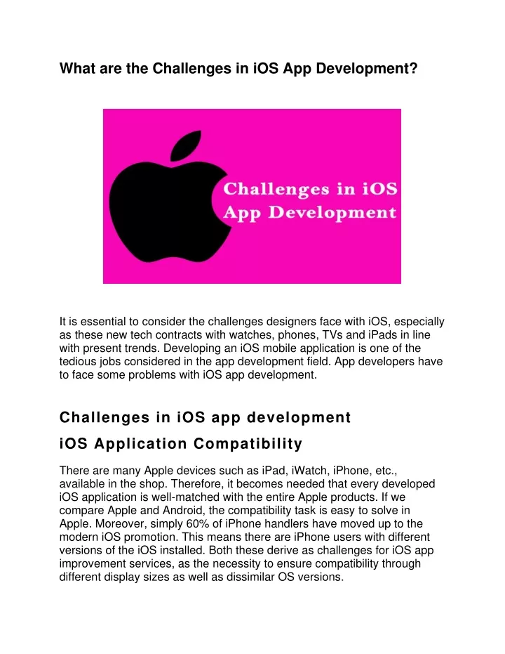 what are the challenges in ios app development