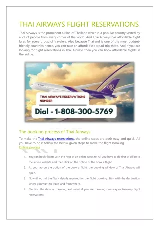 thai airways flight reservations