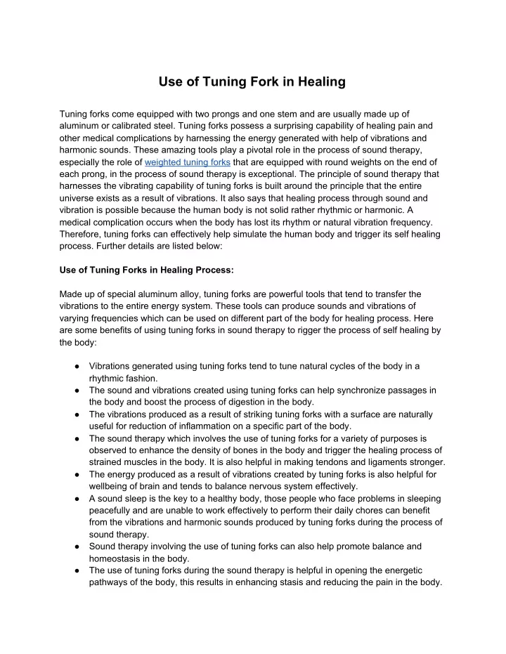 use of tuning fork in healing
