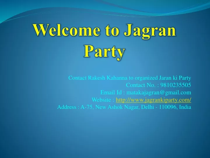 welcome to jagran party