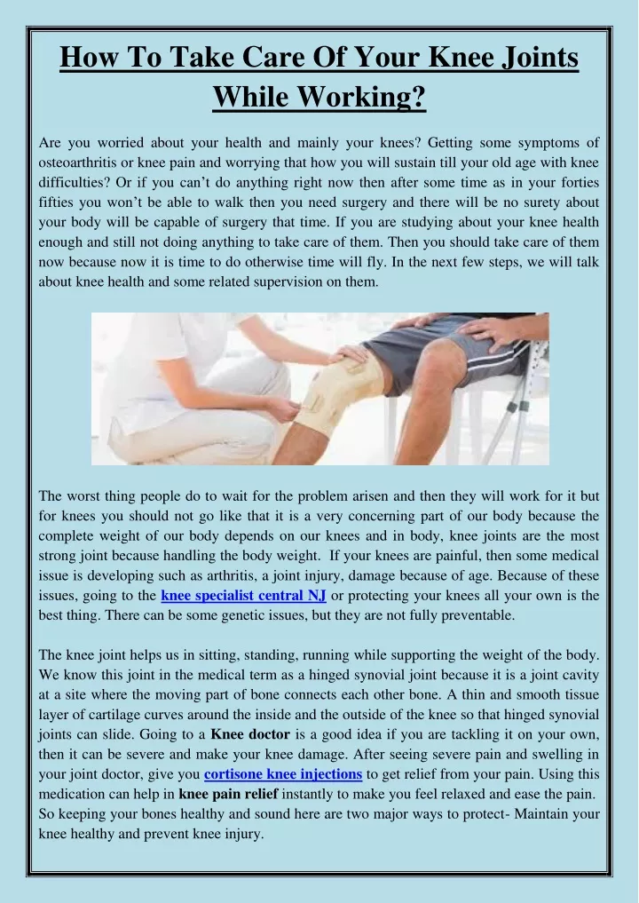 how to take care of your knee joints while working