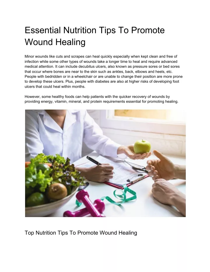 essential nutrition tips to promote wound healing