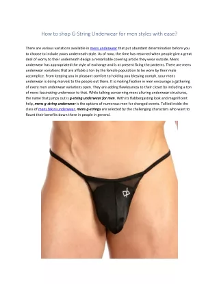 How to shop G-String Underwear for men styles with ease?