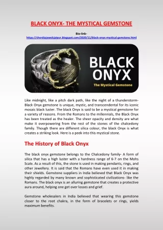 BLACK ONYX- THE MYSTICAL GEMSTONE