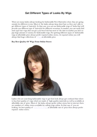 get different types of looks by wigs